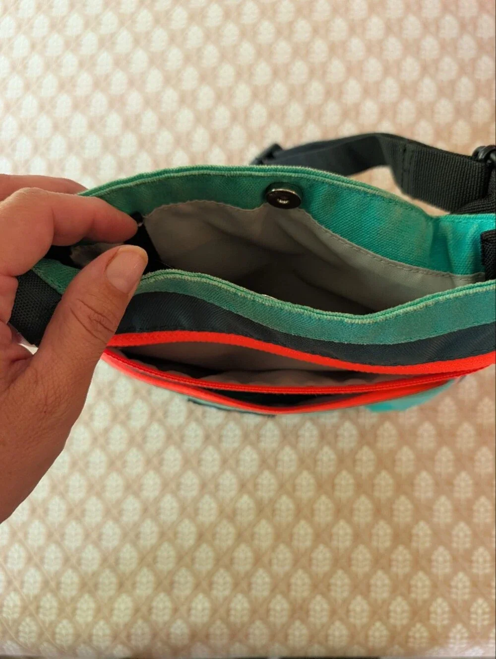 Kavu Teal Messenger Bag with Orange Trim